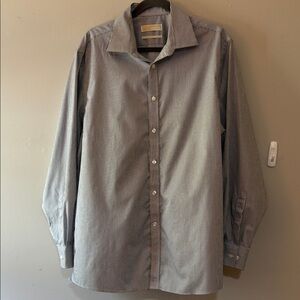 Michael Kors Gray Striped Dress Shirt Size XL Neck 17”
